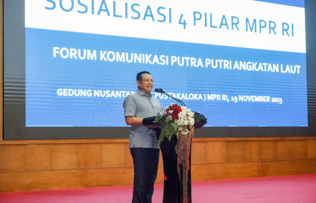 Sosialisasi Empat Pilar MPR RI Bersama Forum Komunikasi Putra Putri Angkatan Laut (FKPPAL), Ketua MPR RI Bamsoet Tekankan Pentingnya Netralitas TNI dalam Pemilu