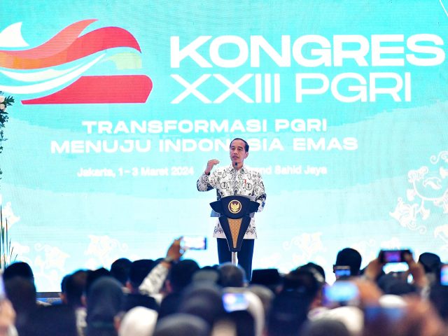 Buka Kongres XXIII PGRI, Presiden Tegaskan Pentingnya Lingkungan Sekolah yang Aman