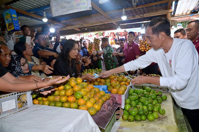 Momen Presiden Jokowi Belanja Buah dan Sayur di Pasar Buah Berastagi