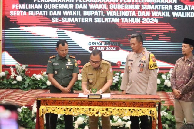 Pj. Bupati Banyuasin Tandatangani NPHD untuk Dana Hibah Pengamanan Pelaksanaan Pilkada Sumsel Tahun 2024