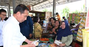 Presiden Jokowi Cek Harga dan Berikan Bantuan ke Pedagang di Pasar Temenggoeng Djaja Karti