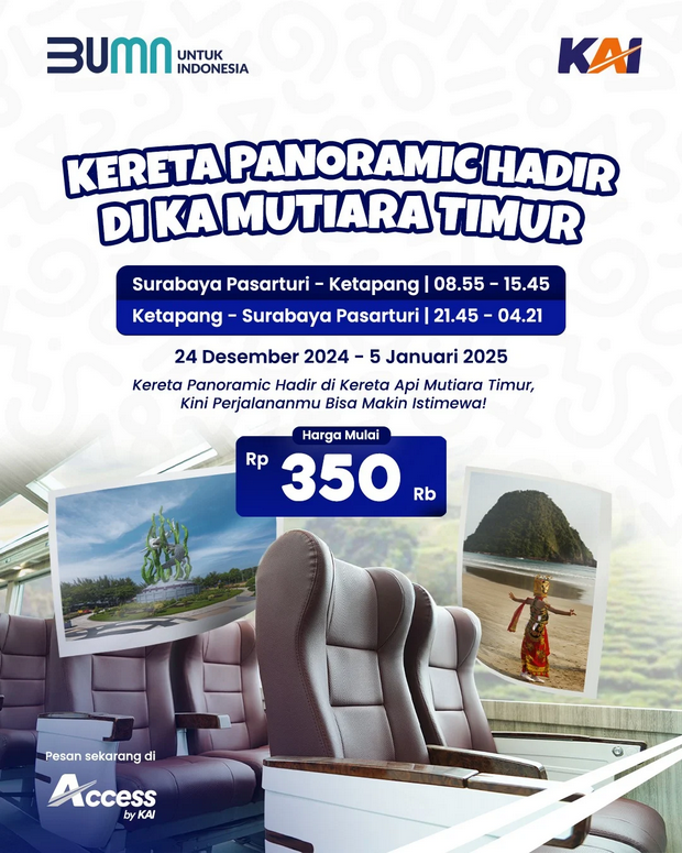 KA Panoramic Hadir di KA Mutiara Timur, Temani Liburan Seru Nataru Bersama KAI