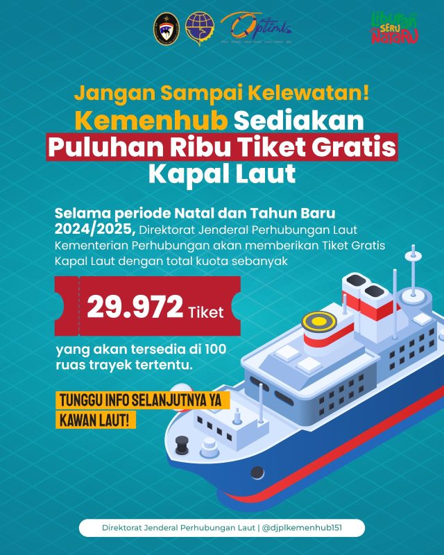 Kemenhub Sediakan Puluhan Ribu Tiket Kapal Gratis Periode Natal 2024 dan Tahun Baru 2025