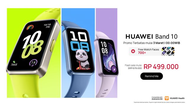 HUAWEI Band 10 Resmi Rilis di Indonesia: Smartband ala Smartwatch dengan Pemantauan Kesehatan & Olahraga Canggih untuk Dukung Gaya Hidup Aktif